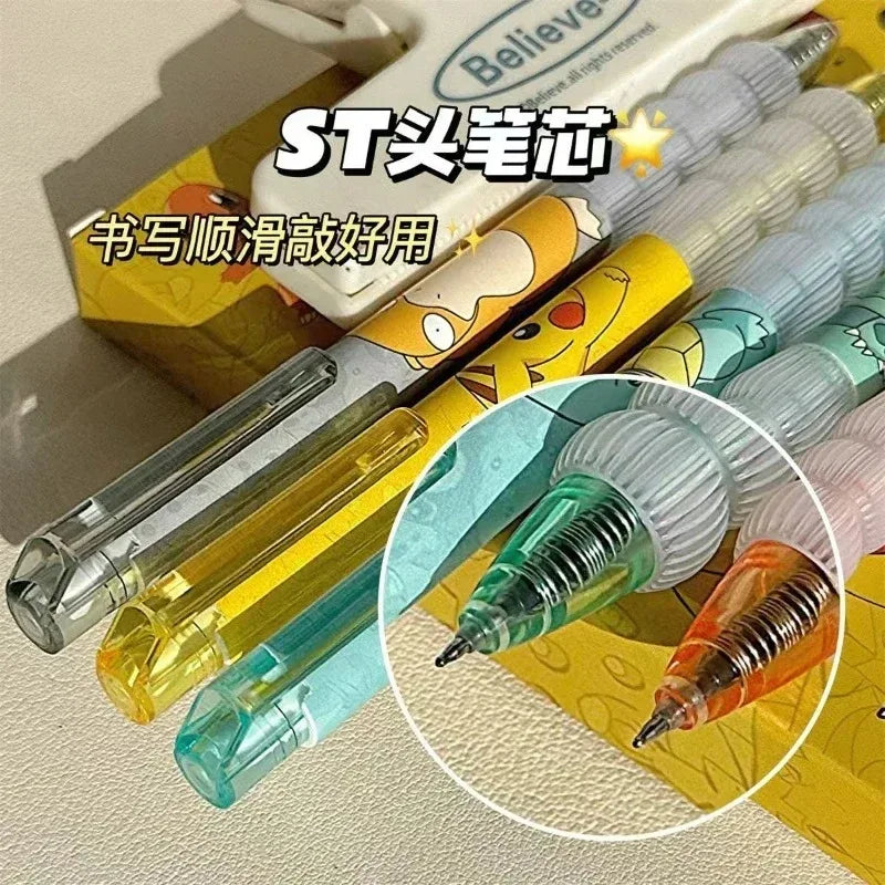 5PCS Pokémon Gel Ink Pens – Pikachu, Squirtle & Charmander Kawaii Cartoon School Stationery Set