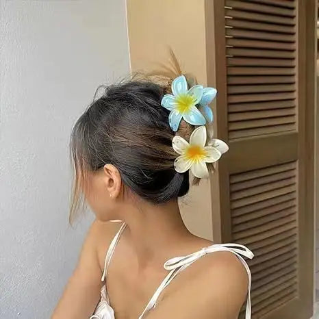 Pinzas de pelo hawaianas con diseño floral degradado – Pasadores grandes florales tropicales para mujer | Accesorios de moda para el pelo para vacaciones en la playa