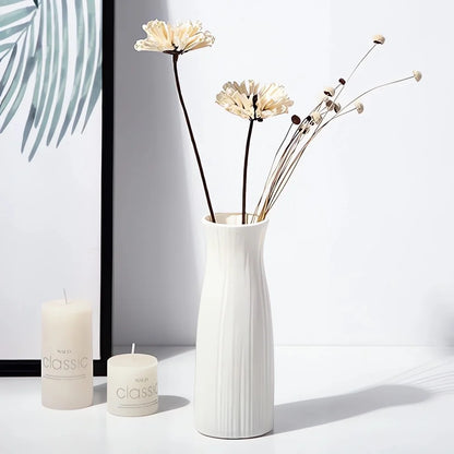 Nordic Modern Plastic Flower Vase – Minimalist Decorative Vase for Fresh Flowers & Home Décor