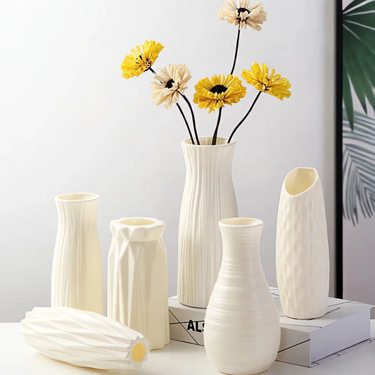 Jarrón nórdico moderno de plástico – Jarrón decorativo minimalista para flores frescas y decoración del hogar