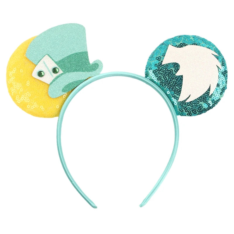 Diadema de orejas de Mickey Mouse de Lilo & Stitch – Lazo de lentejuelas de 5" Accesorio para el cabello de dibujos animados para mujeres y niñas | Diadema para fiestas y festivales