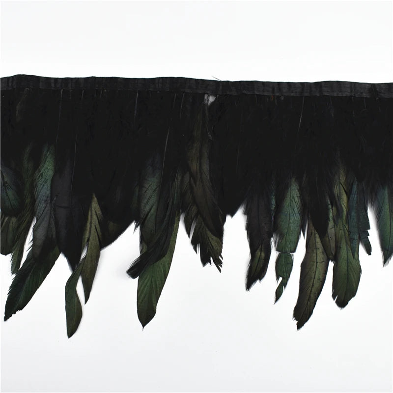 10 m Rooster Feather Fringe Trim – Natural Feather Ribbon for Sewing, Crafts & Costume Decoration