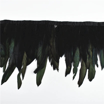 10 m Rooster Feather Fringe Trim – Natural Feather Ribbon for Sewing, Crafts & Costume Decoration