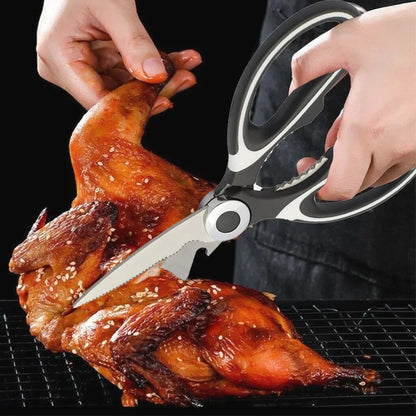 Ciseaux de cuisine en acier inoxydable avec couvercle de protection – Ciseaux robustes pour volaille, poisson, légumes et ouvre-noix