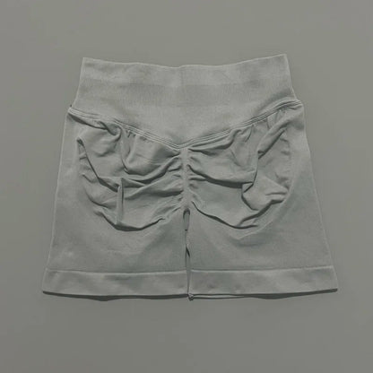 HISTELLO Pantalones cortos de yoga sin costuras de 4.5" para mujer – Pantalones cortos deportivos de talle bajo con efecto fruncido para gimnasio, fitness, correr y ropa deportiva