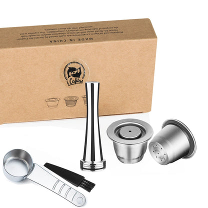 iCafilas Reusable Coffee Capsule – Stainless Steel Refillable Coffee Pod Filter Compatible with Nespresso Coffee Machines, Eco-Friendly Reusable Espresso Cup for Home Brewing