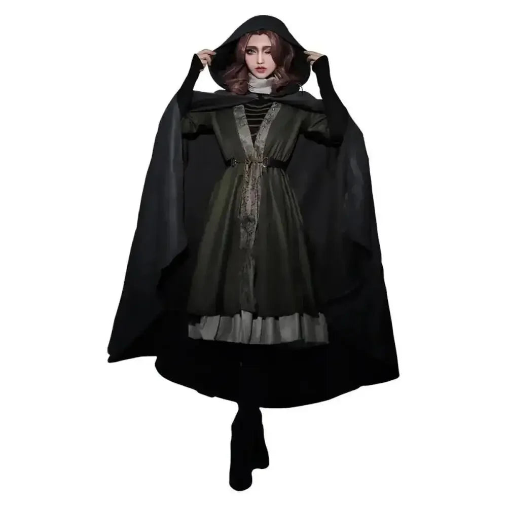 Halloween Party Women Cosplay Costume | Anime Game Style Hooded Cape Dress | Full Outfit Casual Party Wear