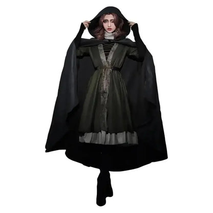 Halloween Party Women Cosplay Costume | Anime Game Style Hooded Cape Dress | Full Outfit Casual Party Wear