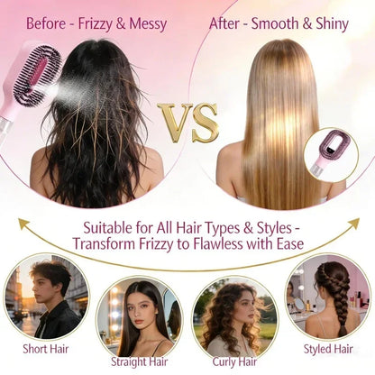 2-in-1 Detangling Spray Hair Brush with Water Mist Bottle – Anti-Static Scalp Massage Comb for All Hair Types