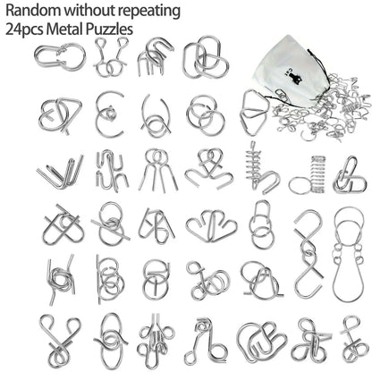 Metal Wire Puzzle Set – Brain Teaser IQ Challenge, Disentanglement Iron Link Interlock Puzzle Game, Chinese Ring Magic Trick Toy for Adults & Kids