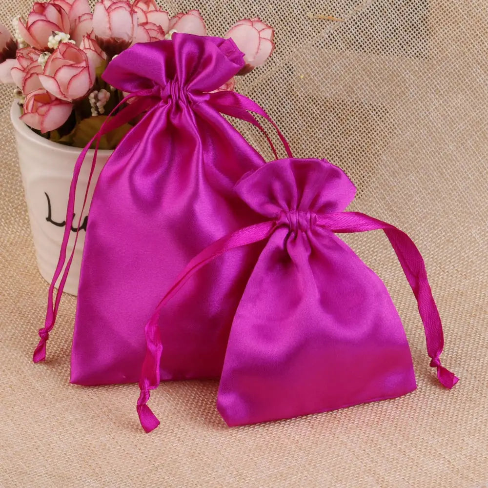 10/25/50PCS Bolsas de Regalo de Seda Satinada con Cordón para Joyas – Bolsitas de Lujo para Bodas, Fiestas, Dulces, Joyas y Empaque de Regalo