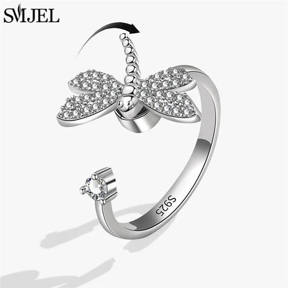 Cherry Blossom Rotating Fidget Spinner Ring – Cute Cat, Bee, Bunny & Butterfly Anti-Anxiety Ring for Women | Adjustable Stress Relief Jewelry