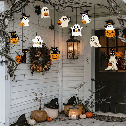 12PCS Cute Paper Halloween Ghost Decorations – Hanging Ghost Party Ornaments for Home, Room, Window & Halloween Party Decor