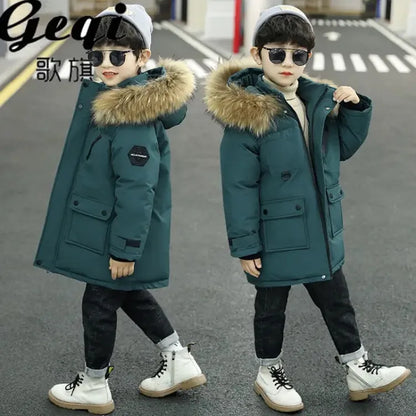 2026 Kids Winter Jacket, Thick Cotton-Padded Hooded Coat for Toddler Boys and Teens, Warm Down-Style Parka for Children
