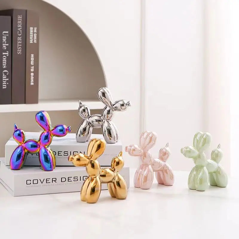 Sculpture de Chien Ballon en Céramique Nordique – Figurine Décorative Moderne pour Maison, Bureau et Étagère