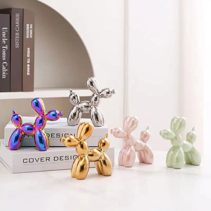 Sculpture de Chien Ballon en Céramique Nordique – Figurine Décorative Moderne pour Maison, Bureau et Étagère