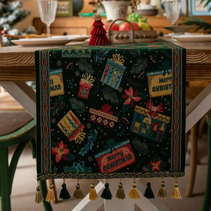 Christmas Snowflake Jacquard Table Runner – Winter Dining Table Cloth for Xmas, New Year, Rustic Home Decor & Holiday Gift