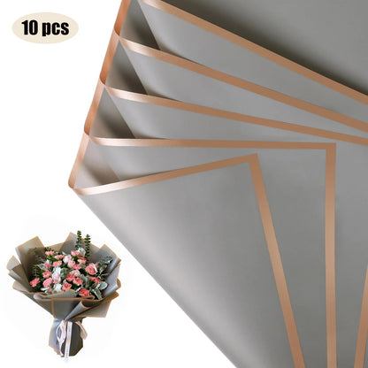 10 hojas de papel de envolver flores impermeable con bordes dorados para ramos, bodas, regalos y arreglos florales de bricolaje