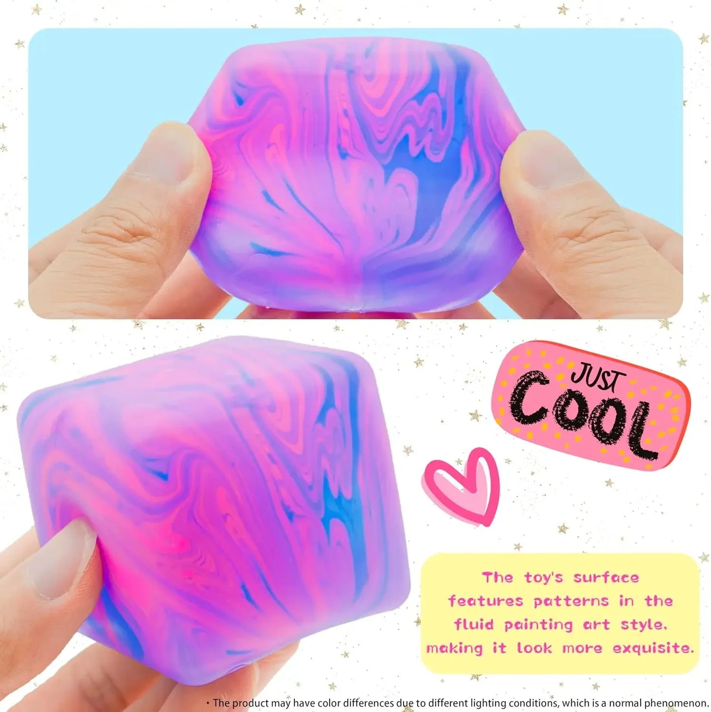 Needoh Soft Glutinous Sensory Stress-Relief Toy Cube – Gel Filled Stretchable Soft Ice Cube, Slow Rebound Fidget Toy (Blind Box Style)