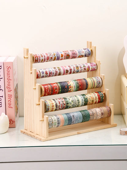 Organizador de escritorio de madera – Estantería de almacenamiento multicapa para material de oficina, pegatinas y joyas