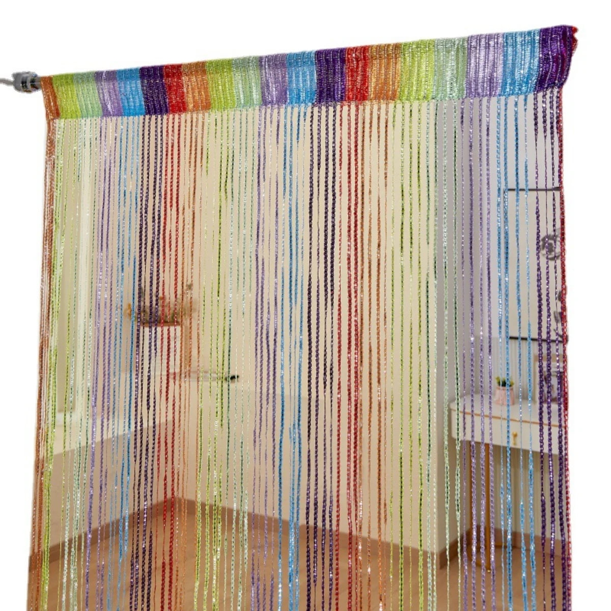 Cortina decorativa de hilos – Separador de ambientes con borlas para puertas, ventanas y decoración del hogar