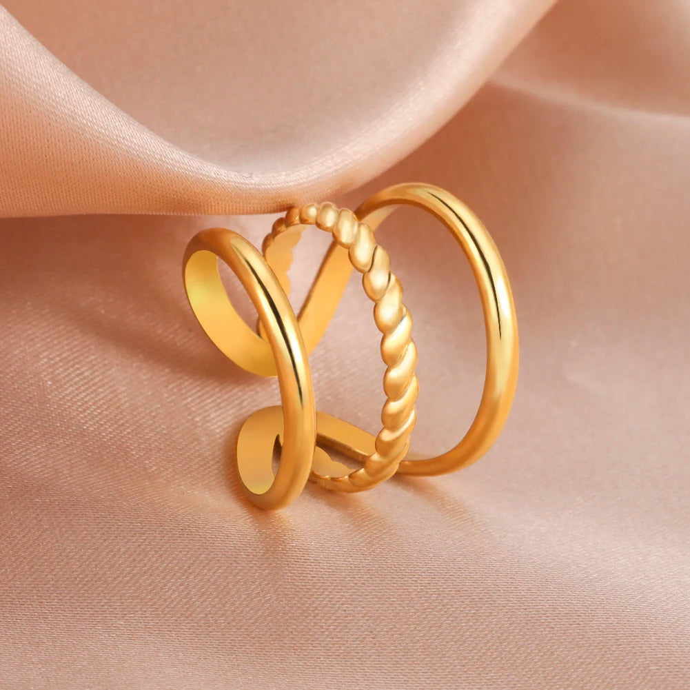 Bague Skyrim en acier inoxydable cœur géométrique pour femme, réglable, ouverte, pour fête, esthétique