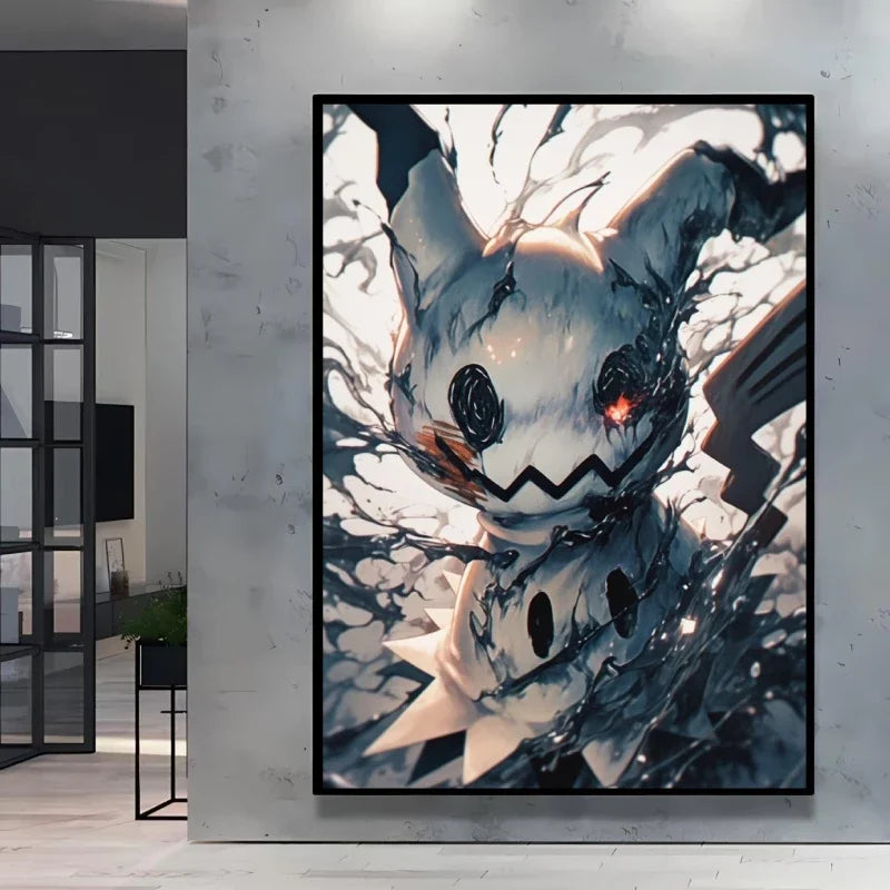 Pokémon Eevee Ink Style Canvas Wall Art – Fantasy Decorative Painting for Home & Room Decor