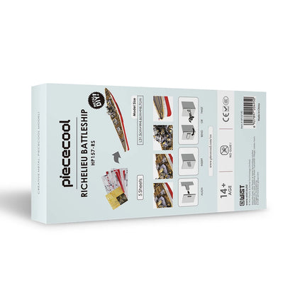 Piececool Kit de Modelo de Acorazado de Metal 3D – HMS Hood y Richelieu, Rompecabezas de Ensamblaje, Juguete Educativo para Adolescentes y Coleccionistas