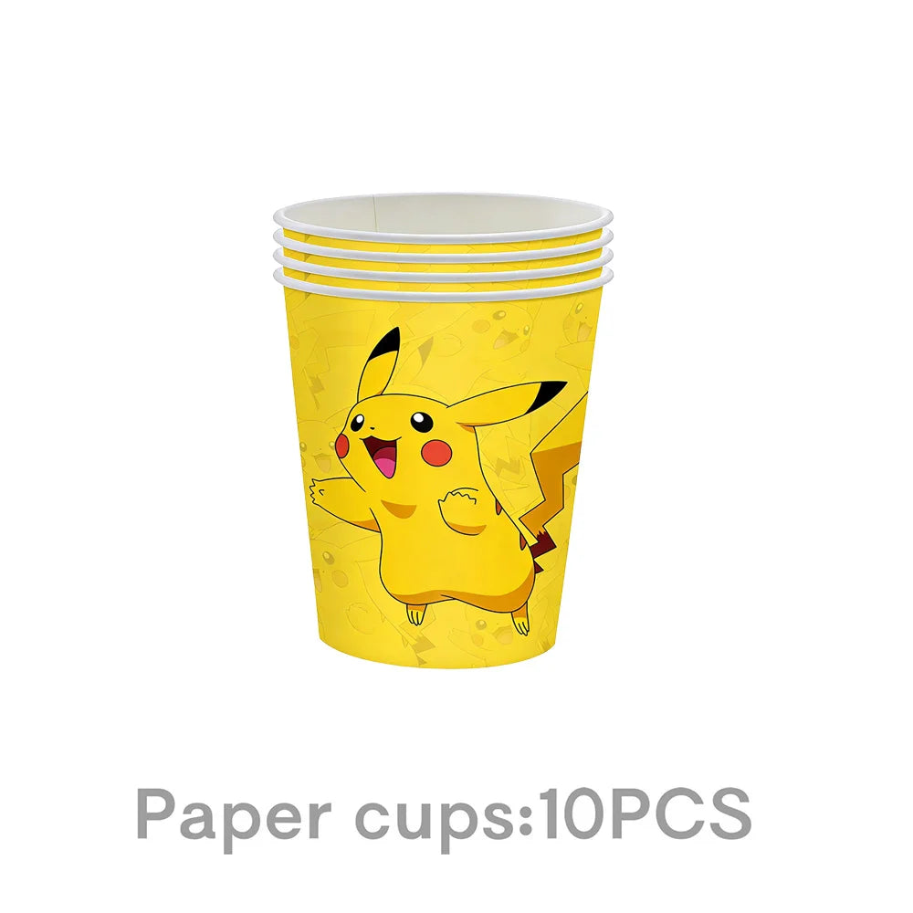 Pokémon Birthday Party Supplies Set – Paper Plates, Cups, Napkins, Tablecloth, Gift Bag Fillers & Guest Favors for Pikachu Party & Baby Shower