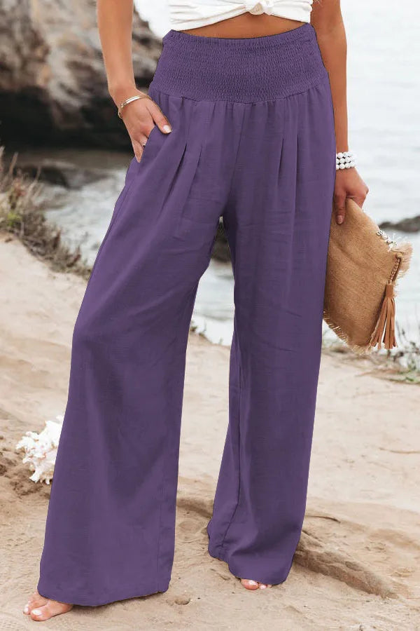 Pantalon ample décontracté pour femme, taille mi-haute avec cordon de serrage, style européen et américain, idéal pour la plage au printemps et en été