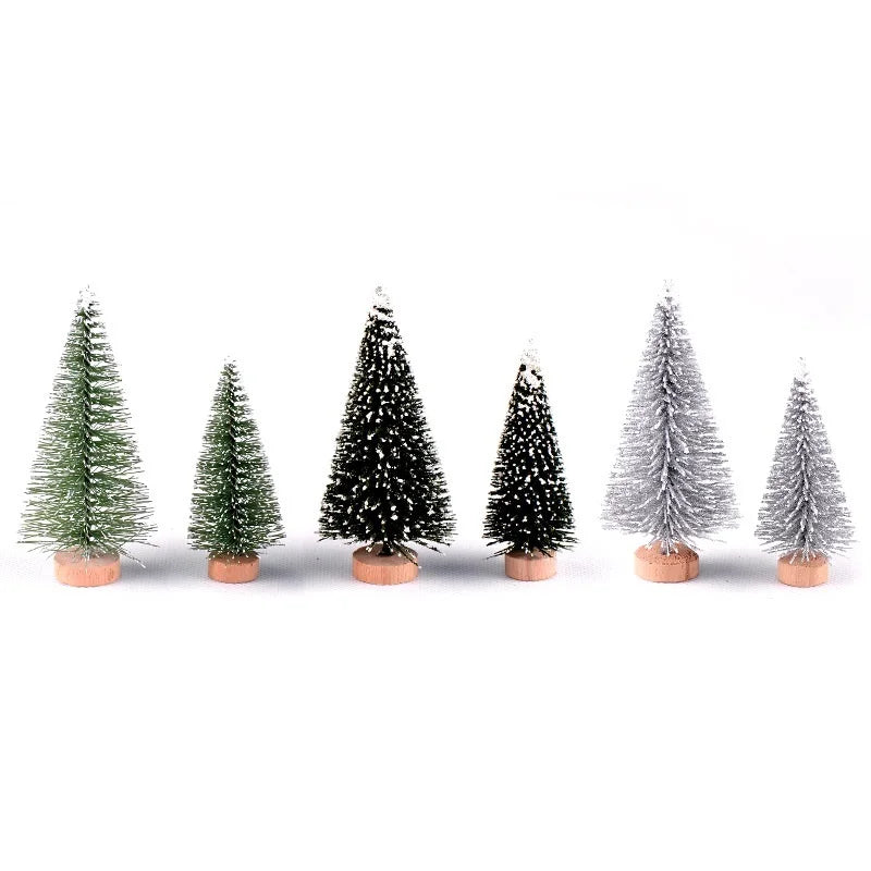 6PCS Mini Christmas Trees – PVC Micro Landscape Xmas Tree Decorations in 7CM/9CM Sizes for Home, Navidad & Holiday Gifts