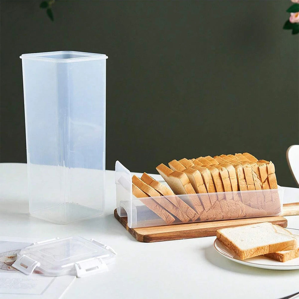 Clear Airtight Bread Box with Lid – Tall Bread Loaf Storage Container for Sandwich & Homemade Bread, Kitchen Food Saver Organizer