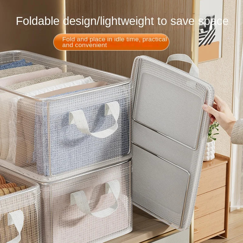 Transparent PVC Storage Box – Waterproof Underwear Organizer Basket with Solid Steel Frame for Home, Bedroom & Dormitory Organization