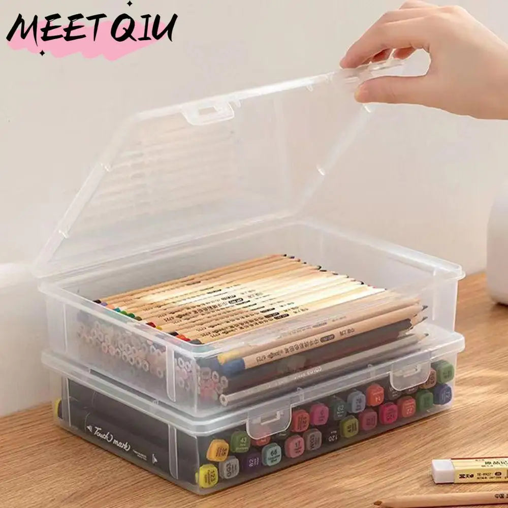 Caja organizadora de plástico transparente – Contenedor portátil a prueba de polvo para documentos, papelería y accesorios