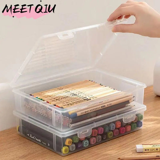 Caja organizadora de plástico transparente – Contenedor portátil a prueba de polvo para documentos, papelería y accesorios