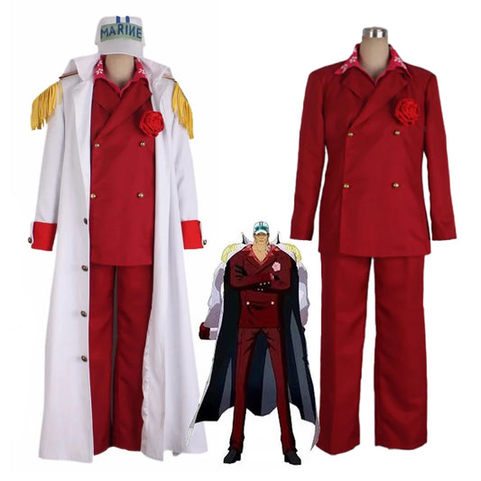 Disfraz de Almirante de la Marina de One Piece – Uniforme de Justicia inspirado en Akainu, Kizaru y Sengoku para Halloween y Cosplay