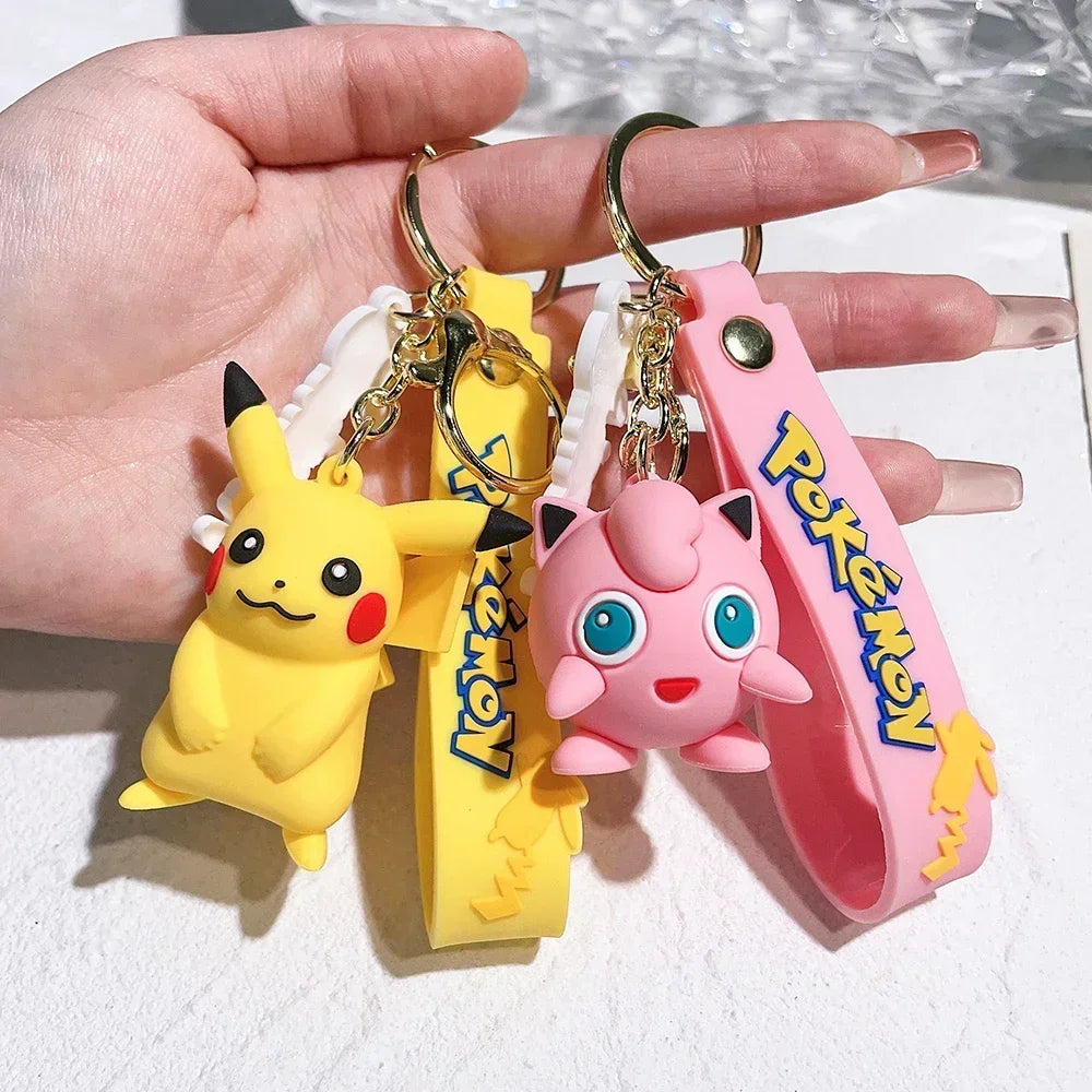 Pokémon Keychain – Pikachu Anime Action Figure Kawaii Cartoon Keyring (Charmander, Psyduck Doll) Car & Bag Pendant Gift