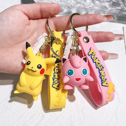 Pokémon Keychain – Pikachu Anime Action Figure Kawaii Cartoon Keyring (Charmander, Psyduck Doll) Car & Bag Pendant Gift