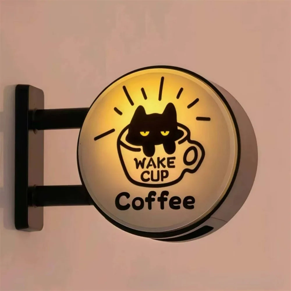 Retro Coffee Shop Fridge Magnet – Glowing Miniature Coffee Corner Magnetic Ornament for Home Décor
