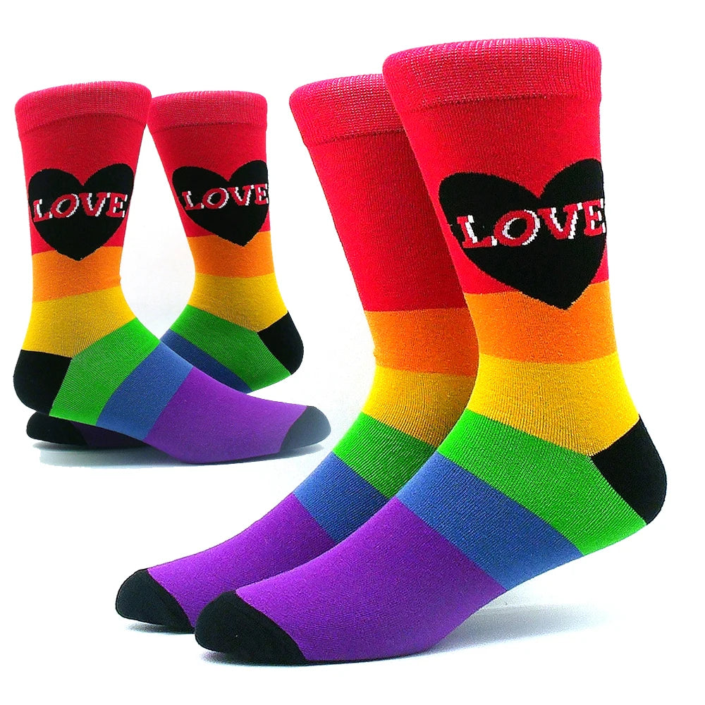 Funny Colorful Hip Hop Socks – Combed Cotton Animal, Astronaut & Geometric Print Socks for Men & Women, Business Dress Wear