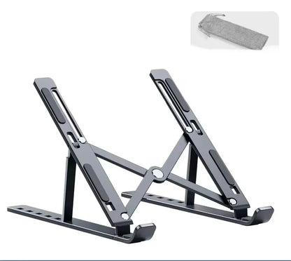 Adjustable Aluminum Laptop Stand – Foldable Notebook Holder with Heat Dissipation Design for MacBook, PC, Tablet & Desktop Computer Setup
