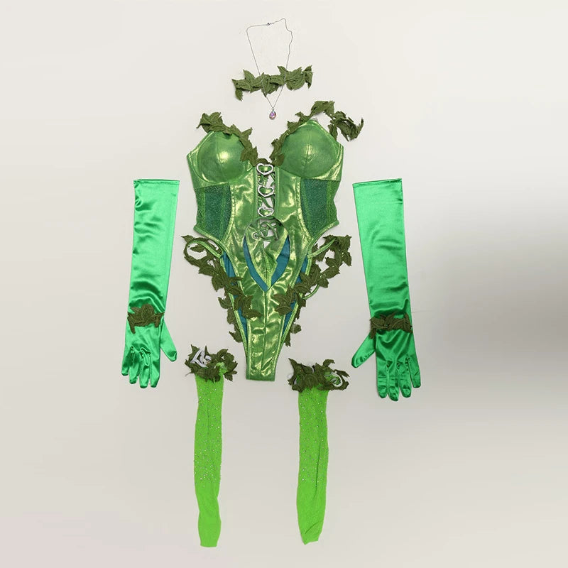 Anime Fairy Elf Cosplay Costume – Women’s Sleeveless Bodysuit Set with Socks & Necklace (Halloween/Carnival Party Roleplay Outfit)