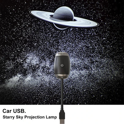 Lámpara proyector USB LED de cielo estrellado y galaxia – Luz nocturna de Saturno para coche, habitación y decoración de techo