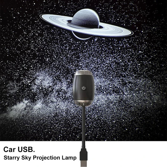 Lámpara proyector USB LED de cielo estrellado y galaxia – Luz nocturna de Saturno para coche, habitación y decoración de techo