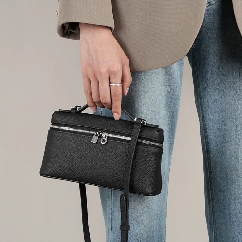 Sac à bandoulière en cuir grain de litchi de qualité supérieure pour femmes – Sac à main bento minimaliste tendance, Mini sac à bandoulière exquis avec poignée supérieure pour une tenue quotidienne élégante, des sorties décontractées et un style chic