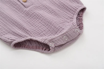 Mameluco de verano 100% algodón y lino para recién nacidos – Bodysuit sin mangas suave y transpirable para bebés y niñas