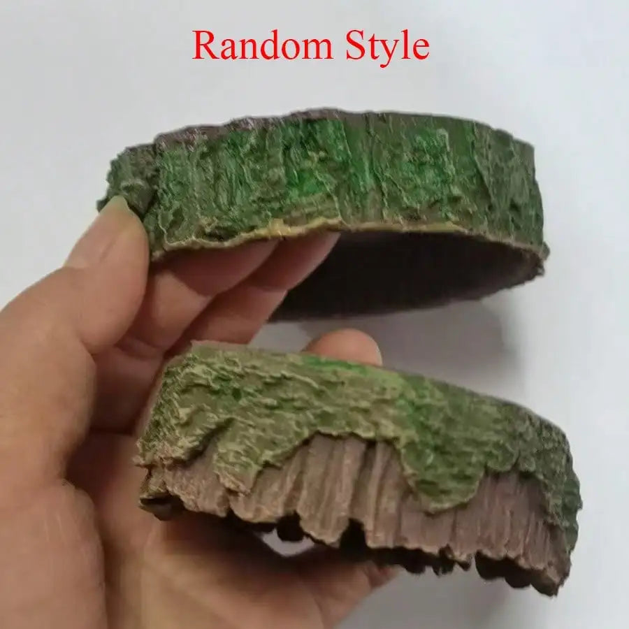 1PC Tree Stump Reptile Food & Water Bowl – Resin Terrarium Feeding Dish for Lizards, Snakes & Small Reptiles, Available in Small & Large Sizes