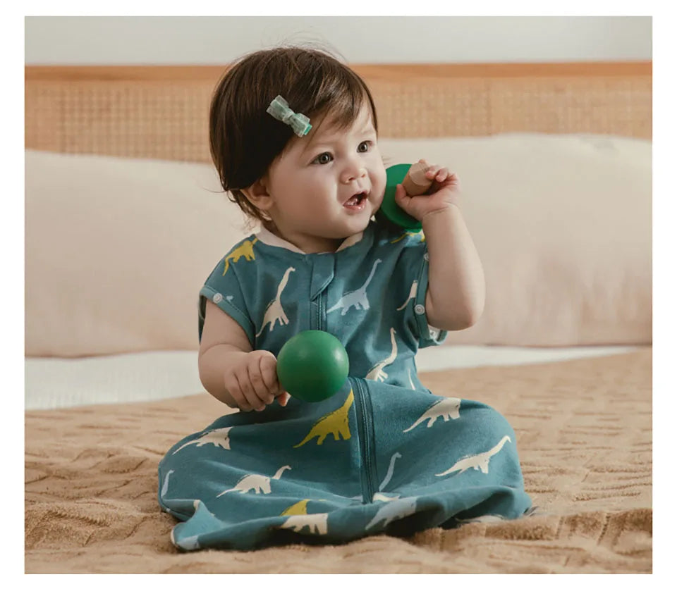 Gigoteuse Bébé 100 % Coton – Doux Sac de Couchage sans Manches pour Nouveau-né avec Fermeture Éclair Bidirectionnelle pour l'Été et les Changements de Couches Faciles