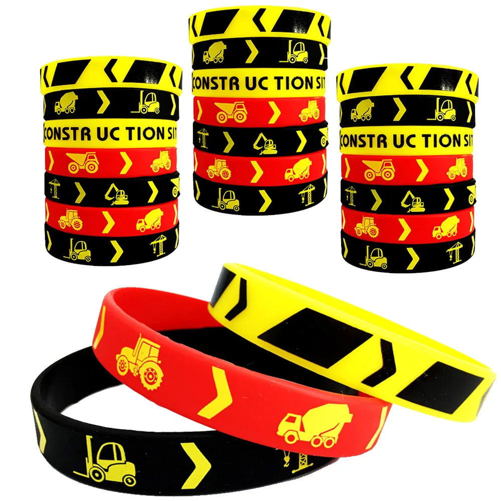 Construction Truck Slap Bracelets – Kids' Engineering-Themed Wristbands for Construction-Themed Birthday Parties, Party Favors & Goodie Bag Fillers