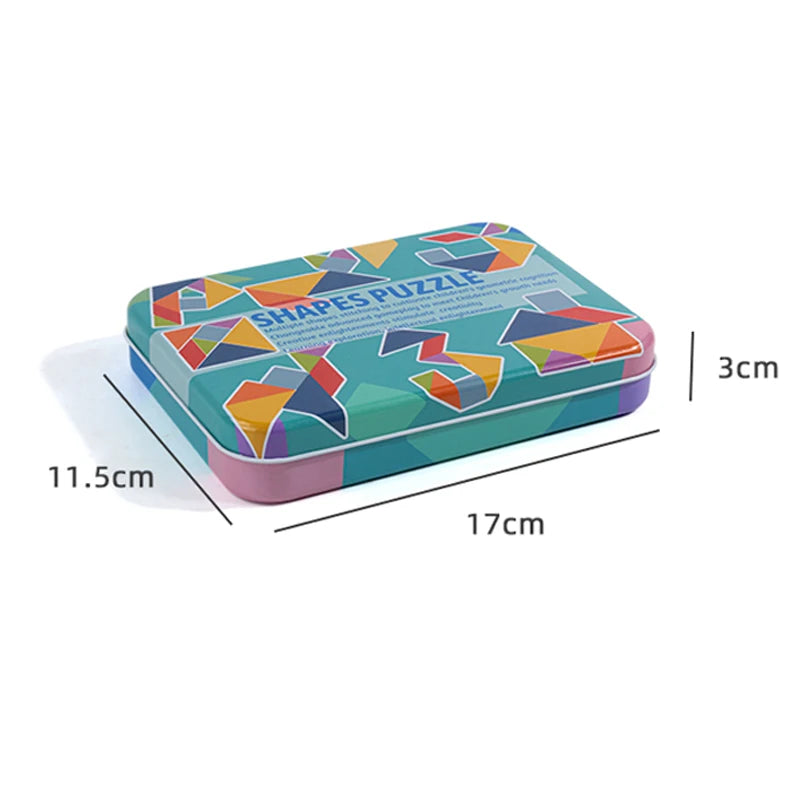 Rompecabezas de Tangram Montessori de Madera - Juego Educativo de Bloques de Construcción Preescolar, Rompecabezas Creativo de Lógica para Niños, Desarrollo Cerebral y Regalo Festivo